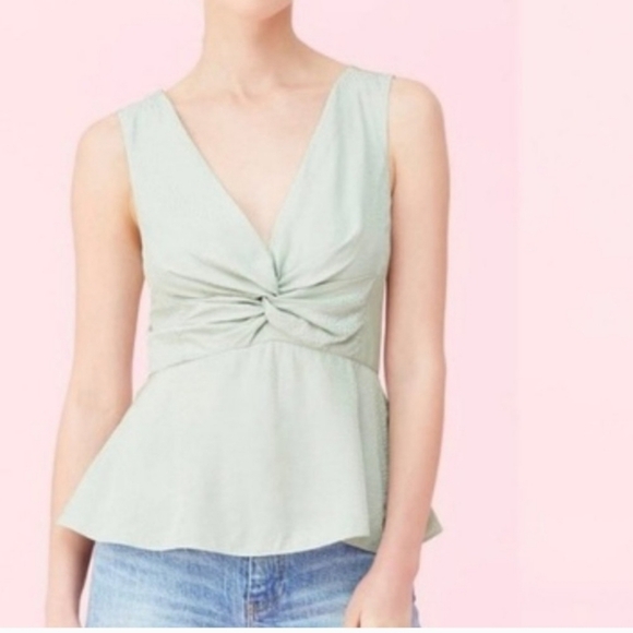 Rebecca Taylor Jacquard Twist Tank Top in Mint - Picture 1 of 15